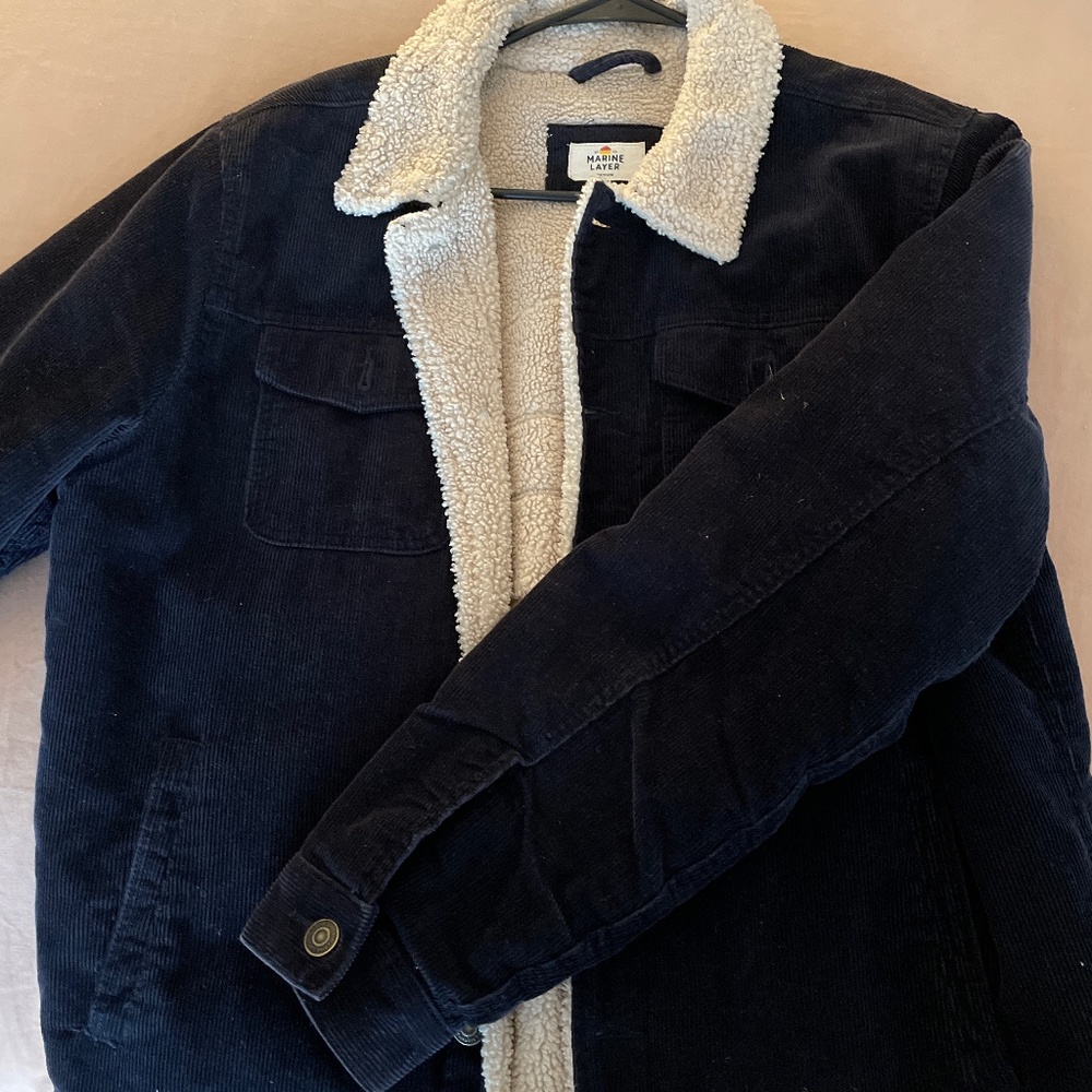 Marine Layer Sherpa Lined Navy Corduroy Jacket